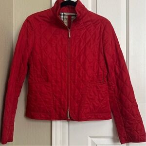 Vintage Burberry London Quilted‎ Jacket Red Nova Check Lining Made in England